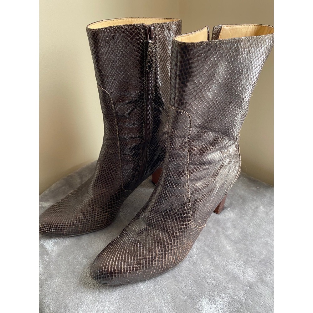 Cole Haan Boots Snakeskin 9B 3" Animal Print Cowgirl Mid Calf Bootie Penny s2